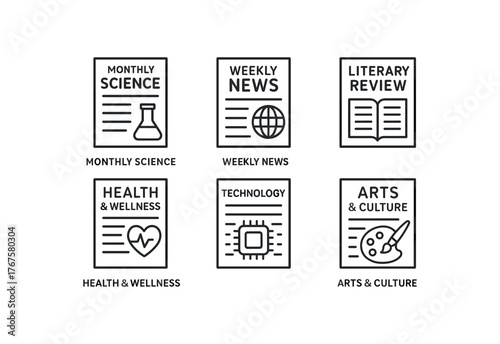simple outline stroke icon isolated on white background monthly science magazine weekly news digest literary review issue health and wellness issue technology trends magazine arts and