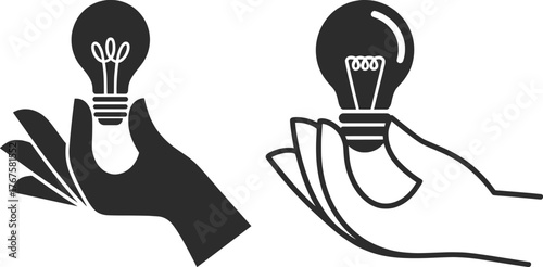 Hand Holding Light Bulb Vector, Creative Idea Innovation Illustration.