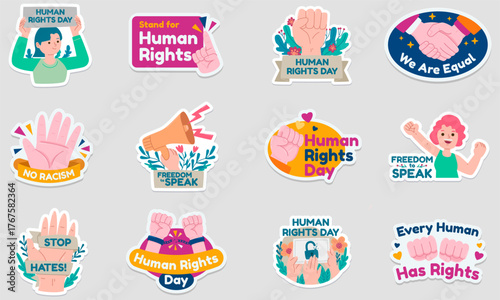 Human Rights Day Sticker Pack: 12 Social Justice Decals for Activism, Equality, and Freedom of Speech