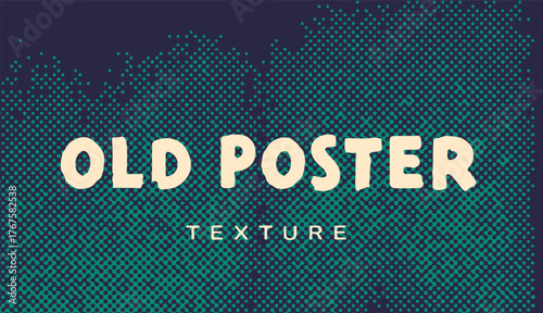 Vector illustration uses a retro poster style with vintage and pop art themes. The image features teal halftone dots, and a dark blue background, creating a textured, dotted graphic look.