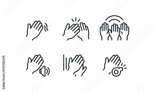 simple outline stroke icon isolated on white background rhythmic clapping wave encore applause burst audience cheer crest sustained ovation volume section by section applause applause +