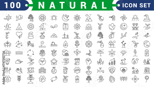 Set of outline icons related to energy, gas, water. Linear icon collection. Editable stroke. Vector illustration