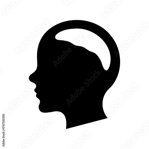 Silhouette of head showing brain activity and cognitive function symbol