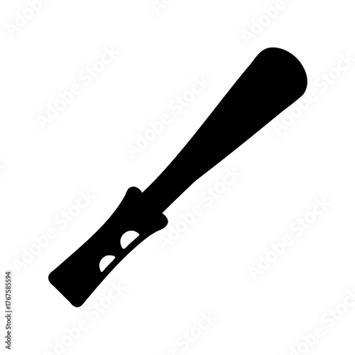 Silhouette of a shoehorn with two holes on a white background