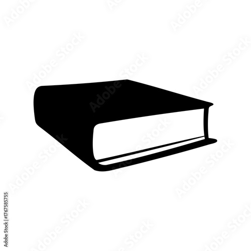 Black and White Image Depicting a Closed Hardcover Book Resting on a Surface
