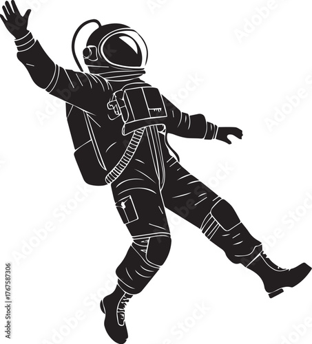 Astronaut floating vector silhouette illustration