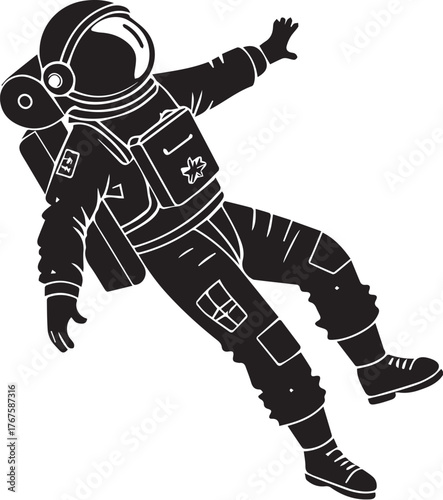 Astronaut floating vector silhouette illustration