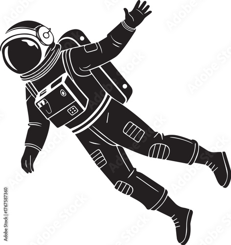 Astronaut floating vector silhouette illustration