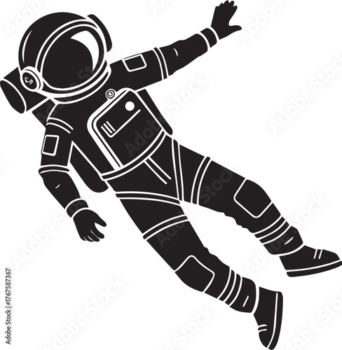 Astronaut floating vector silhouette illustration