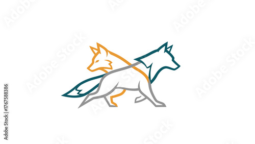 Stylized illustration of three animal outlines; the central one is a solid wolf