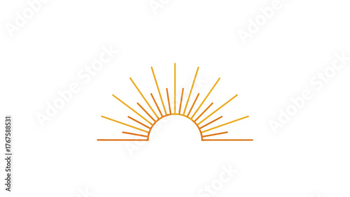 A semi-circular stylized sun design with radiating lines and gradients of orange
