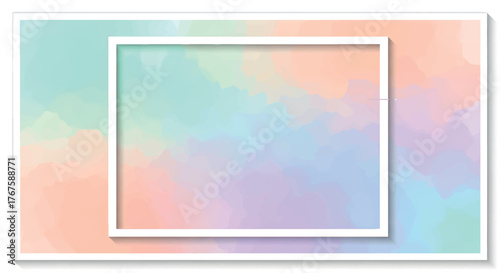 Pastel Watercolor Background with White Frame for Text or Graphic Design
