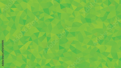 A vibrant green abstract background with a low-poly geometric triangle pattern.