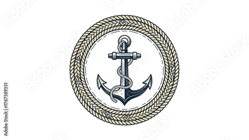 Circular emblem featuring an anchor inside a rope border