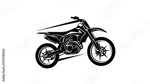A stark black and white illustration of a motorcycle, showcasing its engine and wheels