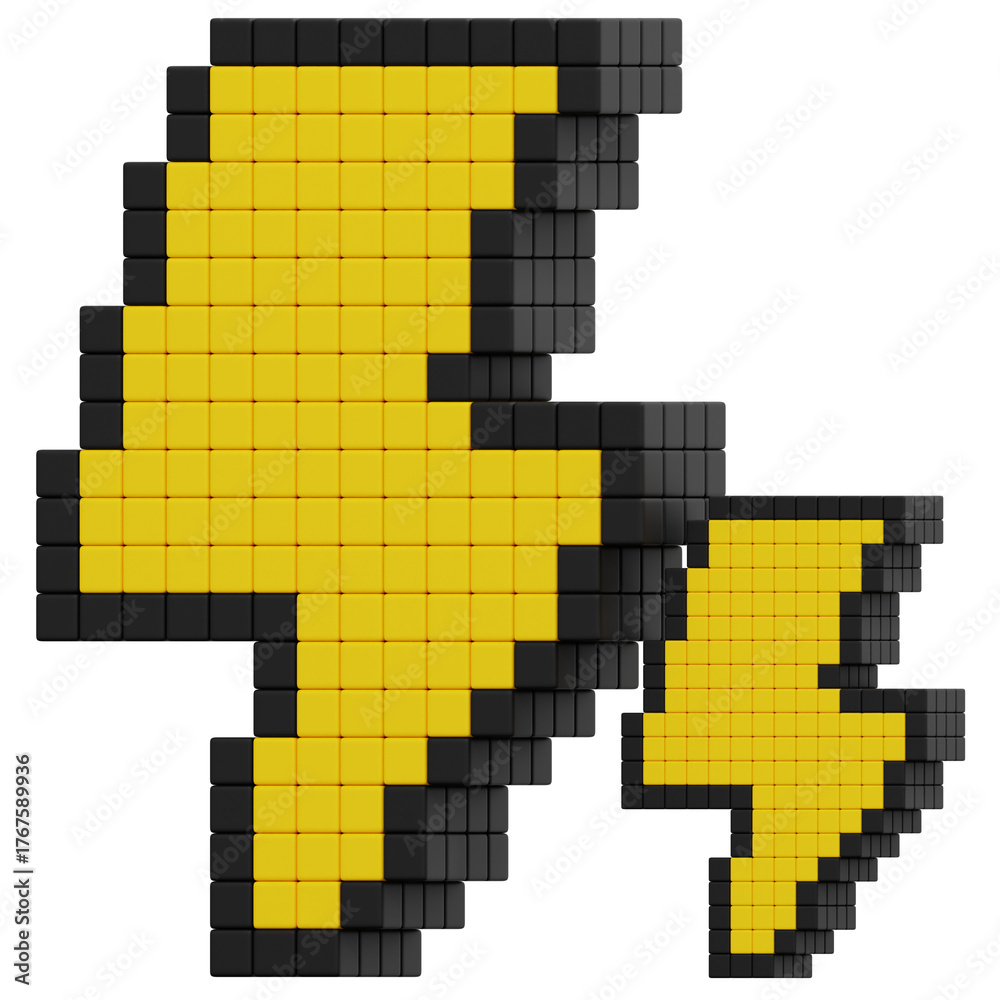 Obraz premium 3D Pixel Lightning Icon
