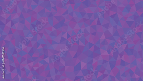 Abstract geometric background with a mosaic of purple and blue triangular shapes, creating a textured pattern.
