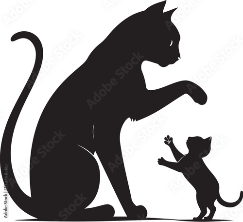 A simple black cat silhouette vector illustration isolated on white