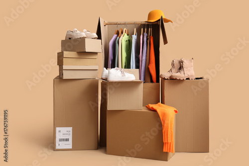 Wardrobe boxes with clothes...