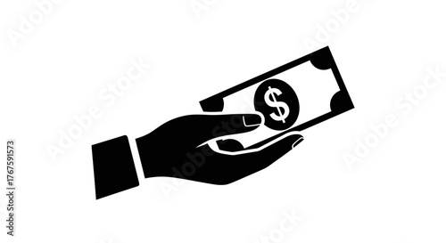 Hand Holding Dollar Bill: Payment, Finance & Transaction Icon