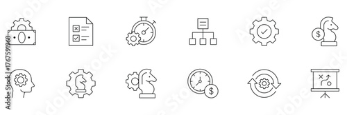 business strategy, planning and productivity management icon vector illustration