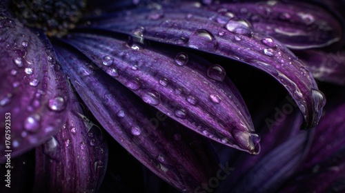 Purple flower petals with droplets
