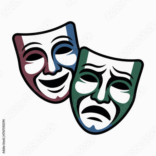 comedy and tragedy masks on blue background