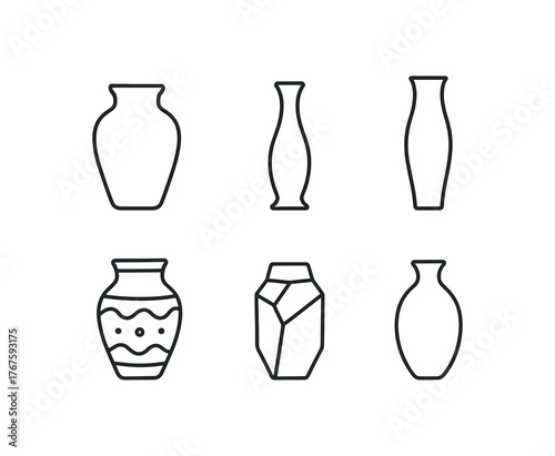 simple outline stroke icon isolated on white background ceramic matte vase glass bud vase tall floor vase hand painted pottery vase geometric concrete vase frosted blue vase