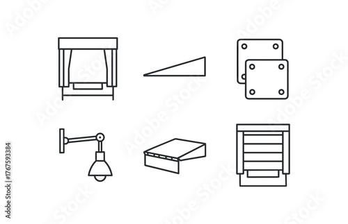 simple outline stroke icon isolated on white background retractable dock shelter loading ramp dock bumpers swing light dock leveler plate sealed bay door
