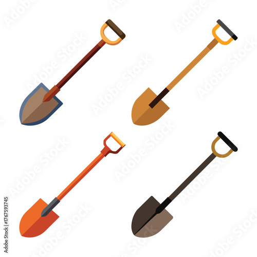 Shovel Tool Vector Illustration Set