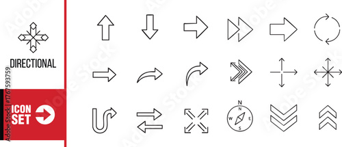 Directional arrow icon set navigation pointer vector symbol