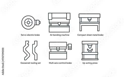 simple outline stroke icon isolated on white background servo electric brake air bending machine compact sheet metal brake gooseneck tooling set multi axis control brake up acting press