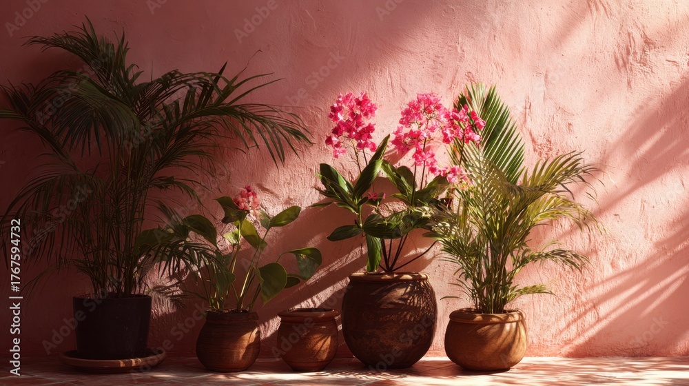 Fototapeta premium Colorful plants in a warm setting