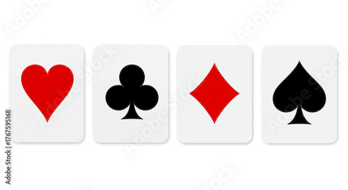 Playing card suits hearts clubs diamonds spades of a deck perfect for game design poker night flyers illustrating card games and casino ads.