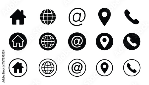 Contact us modern vector icons for websites and business cards design