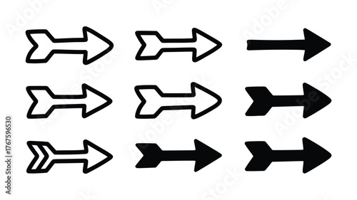 Handdrawn arrow collection for web design, user interface, and graphic elements in vector format