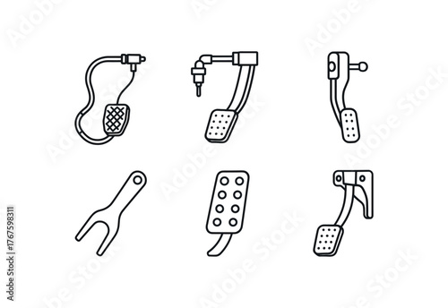 simple outline stroke icon isolated on white background cable operated clutch pedal hydraulic pedal assembly adjustable pedal height unit steel clutch lever racing aluminum pedal OEM clutch