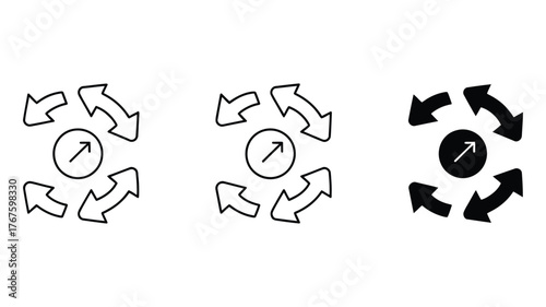 Rotation arrow icon set collection of various arrow icons for rotation, direction, and circular movement concept