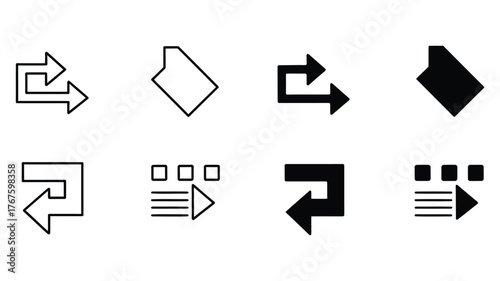 Redirection arrow icon set collection of various arrow icons for redirection, navigation, and transfer concept