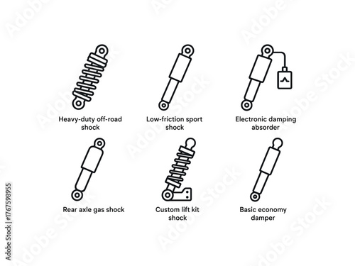 simple outline stroke icon isolated on white background heavy duty off road shock low friction sport shock electronic damping absorber rear axle gas shock custom lift kit shock basic