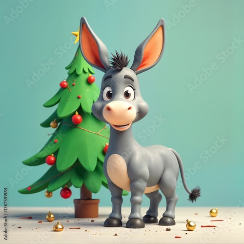 A cartoon donkey celebrates the New Year