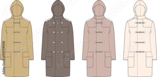 Duffle Coat Fashion Minimalist Vector Illustration in Various Colors
