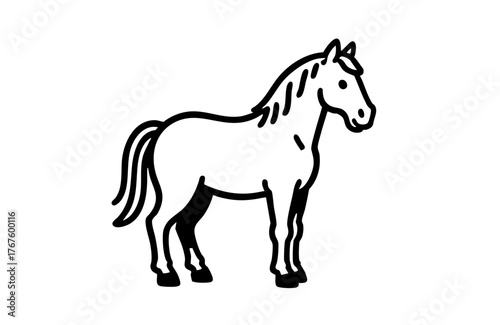 Simple horse illustration. Line art. Cute. Relaxed illustration. Horse. Horse racing.