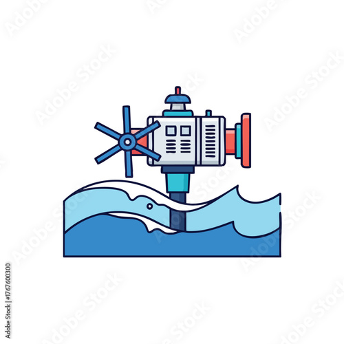 of a turbine in water, symbolizing clean energy.