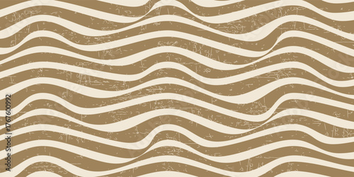 Vector background of abstract wavy lines. Brown and yellow waves pattern.
