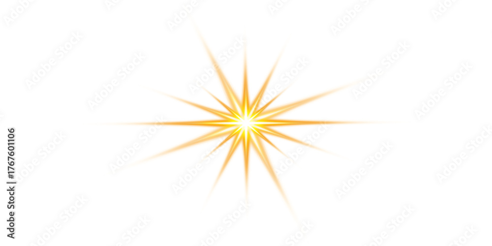 Fototapeta premium Golden starburst with transparent background