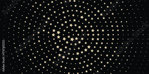 Gold, Silver VIP Falling Stars Confetti. Rich Gold, Silver Glitter, Sparkles, Gradient Stars Confetti. Sparkling Winter Foil. Luxury Expensive New Year Christmas Celebration Vector Background.