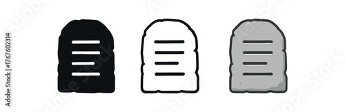 stone carved slab icon on white background Black silhouette flat icon outline icon and colored icon style. three minimal vector icon style