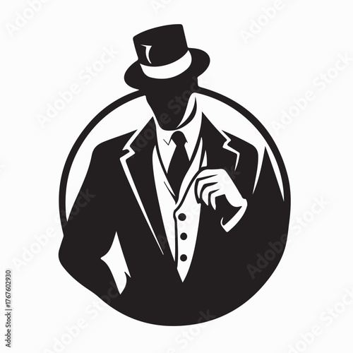 Obraz na plátně Vintage Gentleman Logo in Elegant Style isolated on white background