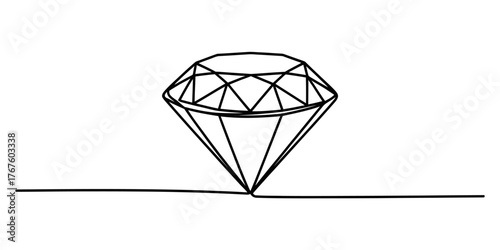 A gemstone's elegance captured in a single continuous line drawing vector